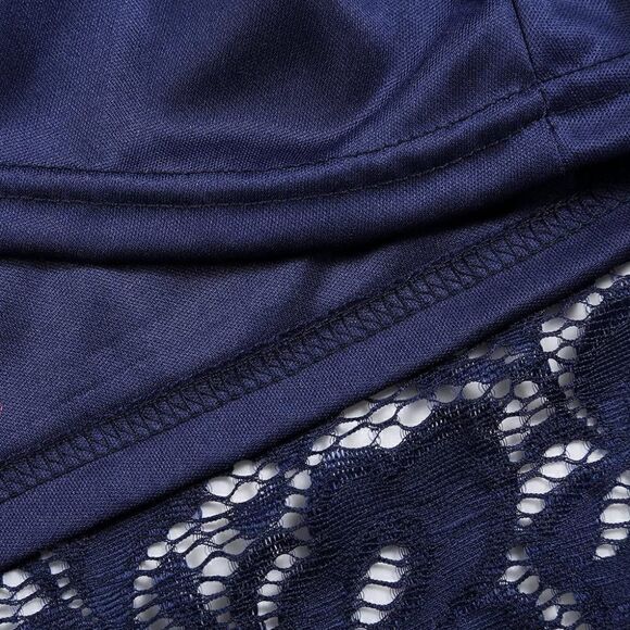 Off Shoulder Lace Retro Pinup Vintage 1950s Long Sleeves Swing Navy Dress L NWT - Picture 9 of 13